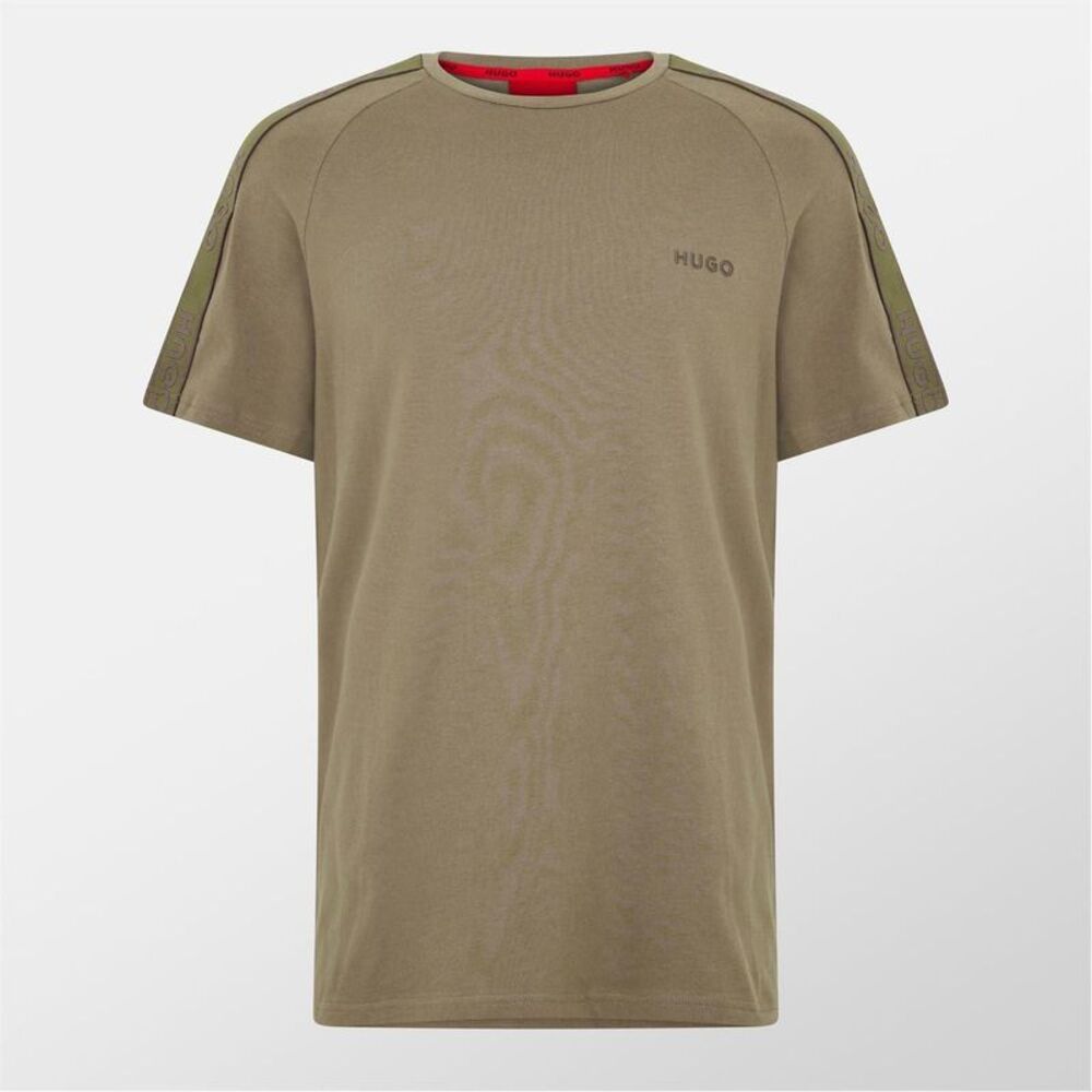 Hugo Mens Sporty Tape Logo T-Shirt / Light Beige